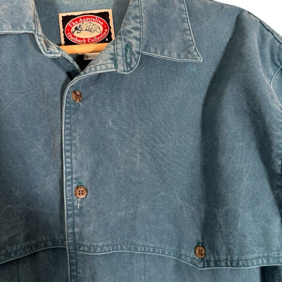 Australian Outback Collection Button Up Shirt Teal Western Thick 100% Cotton L - Picture 8 of 10